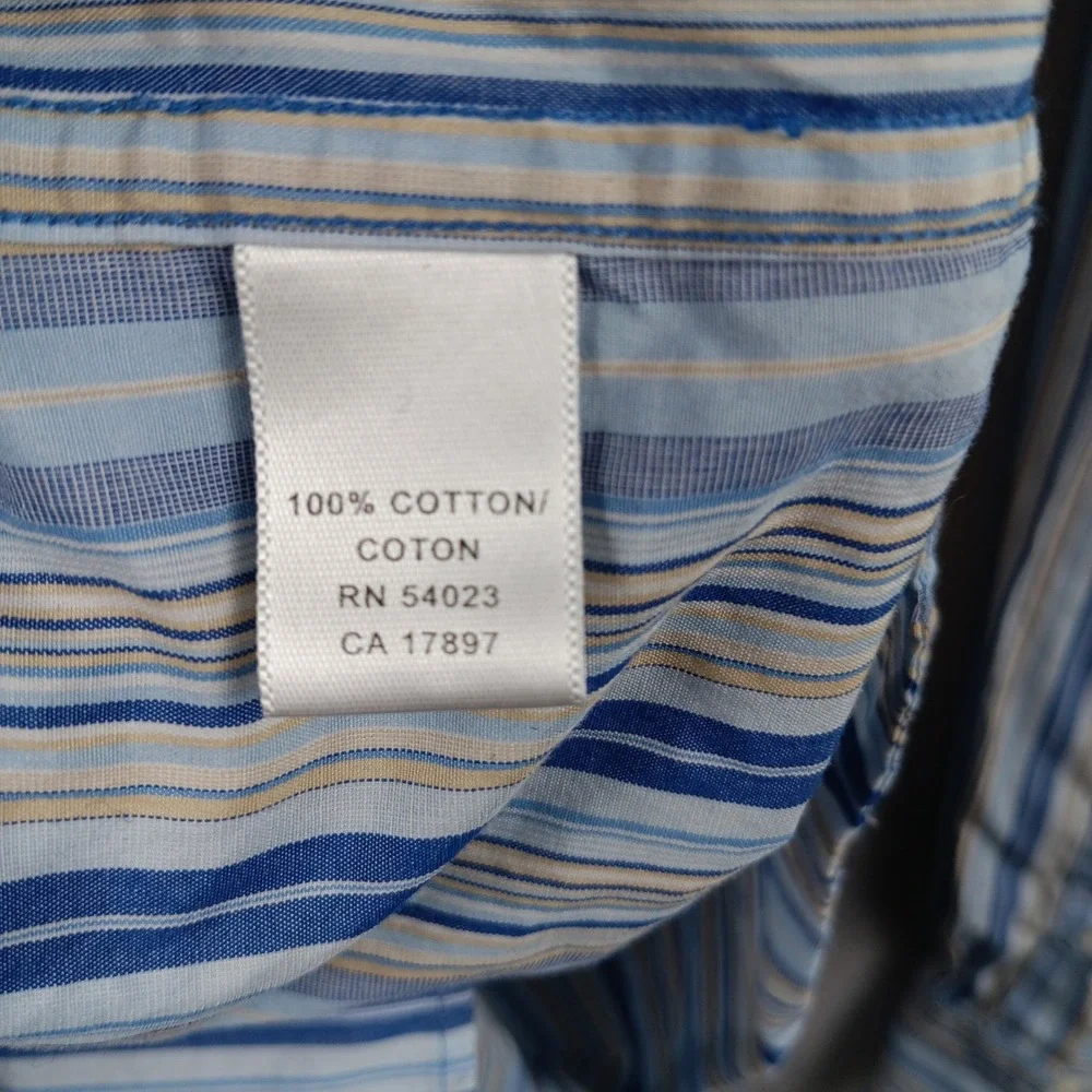 Banana Republic Men Tall Striped Long Sleeve Button Down‎ Dress Shirt Size L